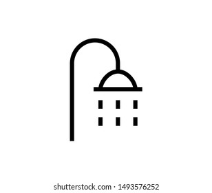 Line shawer icon isolated on white background. Outline bathroom symbol for website design, mobile application, ui. Shower pictogram. Vector illustration, editable strok. Eps10