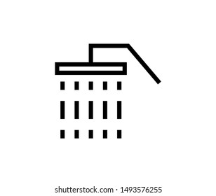 Line shawer icon isolated on white background. Outline bathroom symbol for website design, mobile application, ui. Shower pictogram. Vector illustration, editable strok. Eps10