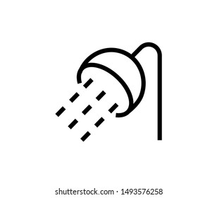 Line shawer icon isolated on white background. Outline bathroom symbol for website design, mobile application, ui. Shower pictogram. Vector illustration, editable strok. Eps10