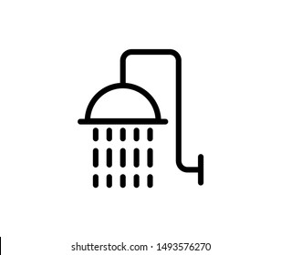 Line shawer icon isolated on white background. Outline bathroom symbol for website design, mobile application, ui. Shower pictogram. Vector illustration, editable strok. Eps10