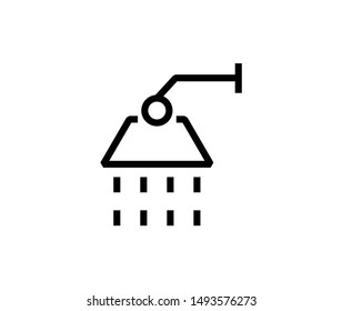 Line shawer icon isolated on white background. Outline bathroom symbol for website design, mobile application, ui. Shower pictogram. Vector illustration, editable strok. Eps10