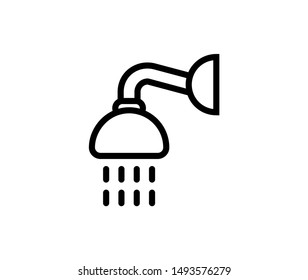 Line shawer icon isolated on white background. Outline bathroom symbol for website design, mobile application, ui. Shower pictogram. Vector illustration, editable strok. Eps10