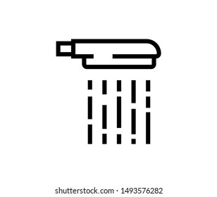 Line shawer icon isolated on white background. Outline bathroom symbol for website design, mobile application, ui. Shower pictogram. Vector illustration, editable strok. Eps10