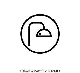 Line shawer icon isolated on white background. Outline bathroom symbol for website design, mobile application, ui. Shower pictogram. Vector illustration, editable strok. Eps10