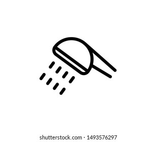 Line shawer icon isolated on white background. Outline bathroom symbol for website design, mobile application, ui. Shower pictogram. Vector illustration, editable strok. Eps10