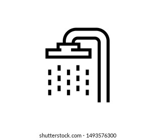 Line shawer icon isolated on white background. Outline bathroom symbol for website design, mobile application, ui. Shower pictogram. Vector illustration, editable strok. Eps10