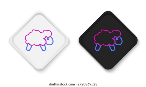 Icono de línea de ovejas aislado sobre fondo blanco. Contar ovejas para conciliar el sueño. Concepto de contorno colorido. Vector