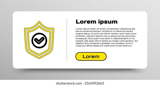 Line Shield with check mark icon isolated on white background. Protection symbol. Security check Icon. Tick mark approved icon. Colorful outline concept. Vector