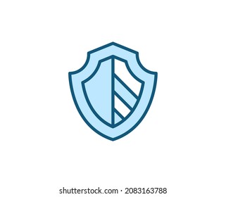 Line Shield icon isolated on white background. Outline symbol for website design, mobile application, ui. Electronics pictogram. Vector illustration, editorial stroсk. 