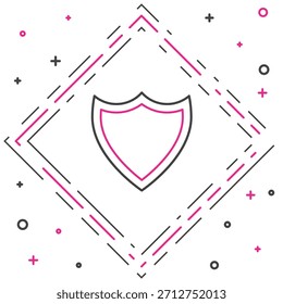 Ícone de Escudo de Linha isolado no fundo branco. Sinal de guarda. Segurança, proteção, conceito de privacidade. Conceito de contorno colorido. Ilustração de vetor