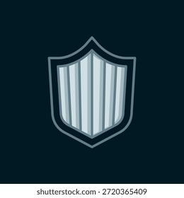 Icono de escudo de línea aislado sobre fondo negro. Signo de guardia. Seguridad, seguridad, protección, concepto de privacidad. Estilo de contorno relleno plano con sombra. Vector