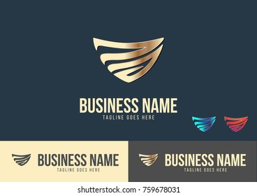 Line Shield Logo Template Design Vector