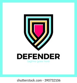 Line Shield Logotype Three Outline Defense Stock Vector (Royalty Free ...