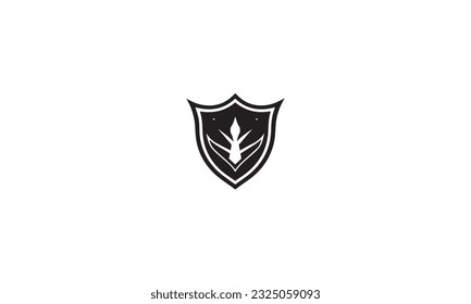 Line Shield Play Media Logrotipo Tres Contorno de Defensa Icono plano negro sobre fondo blanco