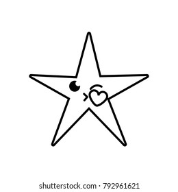 line shiny star kiss kawaii cartoon