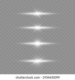Line shiny white light effect set vector illustration on transparent background