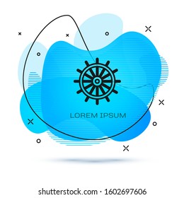 Line Ship steering wheel icon isolated on white background. Abstract banner with liquid shapes. Vector Illustration