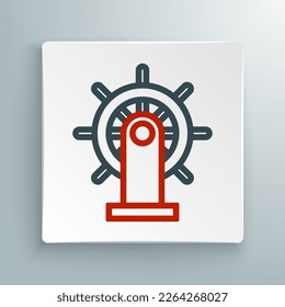 Line Ship steering wheel icon isolated on white background. Colorful outline concept. Vector