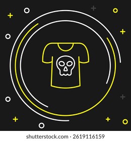 Line Shirt with skull icon isolated on black background. Happy Halloween party. Colorful outline concept. Vector