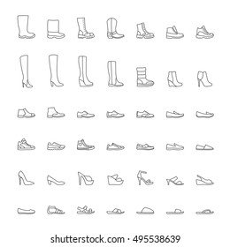 Line shoes icons set. Vector illustration