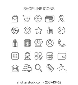 iconos de la tienda de línea conjunto vectorial conjunto de la interfaz de negocios del mercado