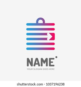 Line shopping bag and arrow. Vector logo design. Business concept icon.
