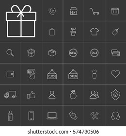 Line shopping icons set.  Universal shopping, E-commerce  icon to use for web and mobile UI.