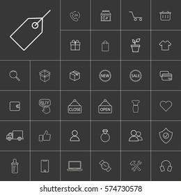 Line shopping icons set.  Universal shopping, E-commerce  icon to use for web and mobile UI.