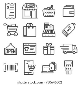 Line Shopping and Retail Icons Set. Vector Symbols