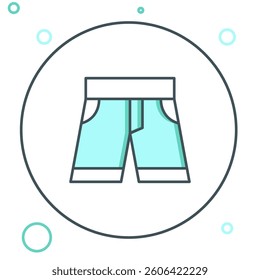 Line Short or pants icon isolated on white background. Colorful outline concept. Vector