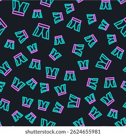 Line Short or pants icon isolated seamless pattern on black background.  Vector