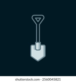 Line Shovel icon isolated on black background. Gardening tool. Tool for horticulture, agriculture, farming. Flat filled outline style with shadow. Vector