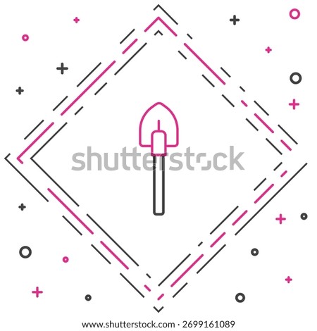 Line Shovel icon isolated on white background. Gardening tool. Tool for horticulture, agriculture, farming. Colorful outline concept. Vector