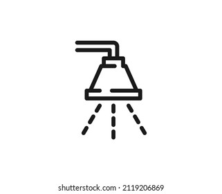 Line shower icon isolated on white background. Outline symbol for website design, mobile application, ui. Shower pictogram. Vector illustration, editorial stroсk. 