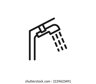 Icono de ducha de línea aislado en fondo blanco. Símbolo de esquema para diseño de sitio web, aplicación móvil, ui. Pictograma de ducha. Ilustración vectorial, с editorial k. 