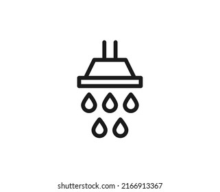 Line shower icon isolated on white background. Outline symbol for website design, mobile application, ui. Shower pictogram. Vector illustration, editorial stroсk. 