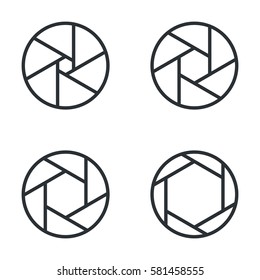 Line shutter aperture vector icons