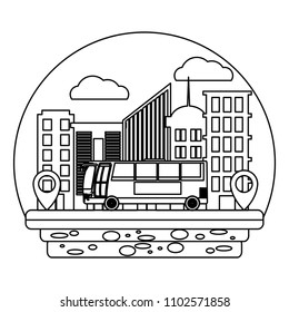 line side bus urban transport to building location