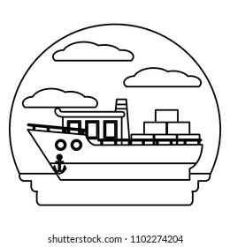 line side ship transport with containers cargo