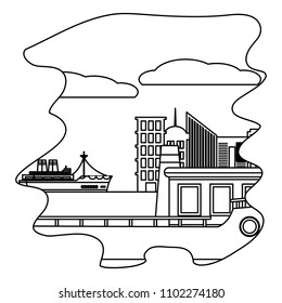 line side ships delivery transport in the sea