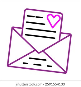 line sign paper send mail letter icon. envelope with heart icon. Love message sign