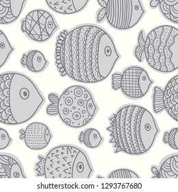 Line sikver fish. Seamless pattern.