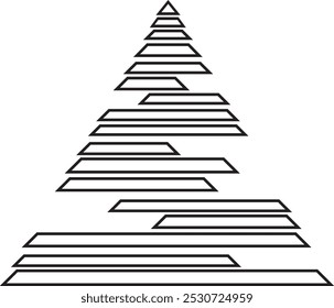 line silhouette christmas tree vector illustration