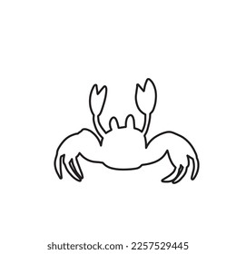 Line silhouette crab in Scandinavian style on a white background. Vector hand drawn kids illustration. Sea ocean. Underwater world