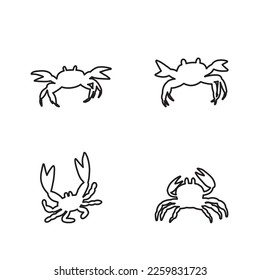 Line silhouette crab in Scandinavian style on a white background. Vector hand drawn kids illustration. Sea ocean. Underwater world