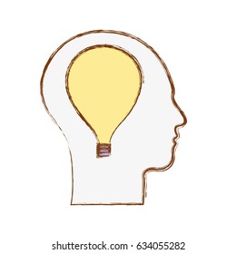 line silhouette head with bulb inside