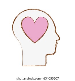 line silhouette head with heart inside