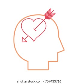 line silhouette man with arrow inside heart