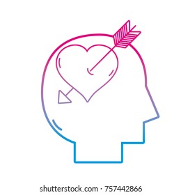 line silhouette man with arrow inside heart