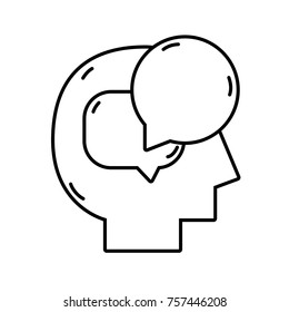 line silhouette man with chat bubbles messages inside